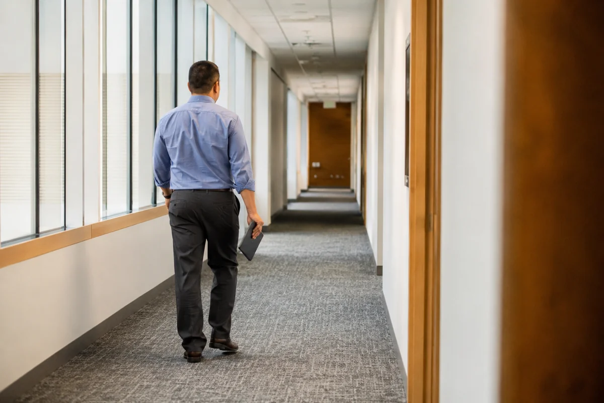 A manager inspecting a unit