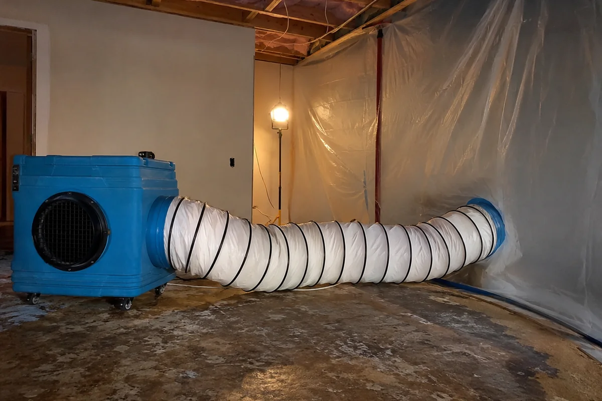 Drying equipment running after water damage