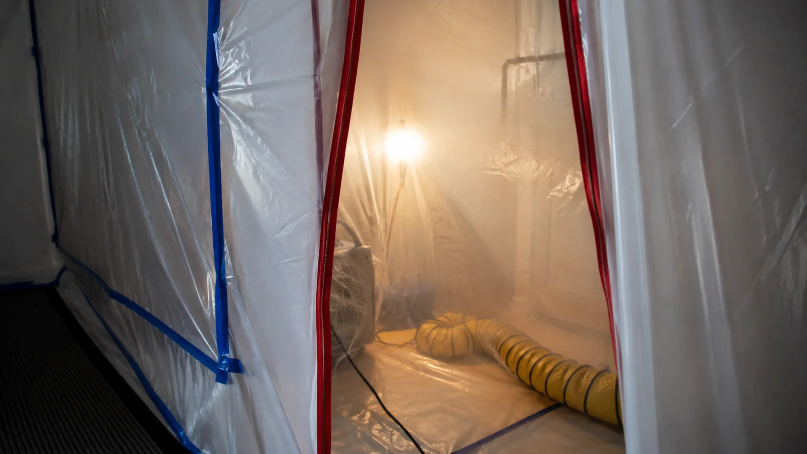 Containment sheeting on a commercial job